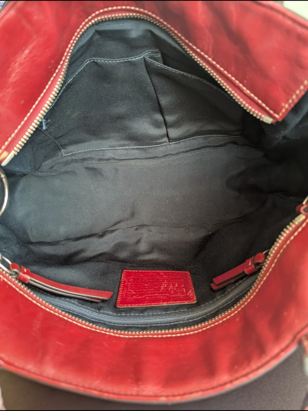Coach Red Leather Shoulder Tote with Charm